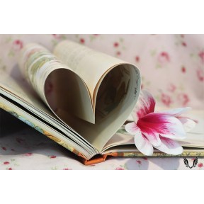 Book heart with Flower