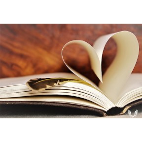 Book Heart with Feather